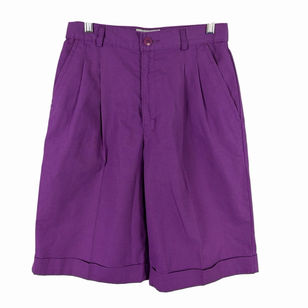 Britannia Vintage Purple High Rise Pleated Bermuda Shorts 27" Made USA Tagged 12